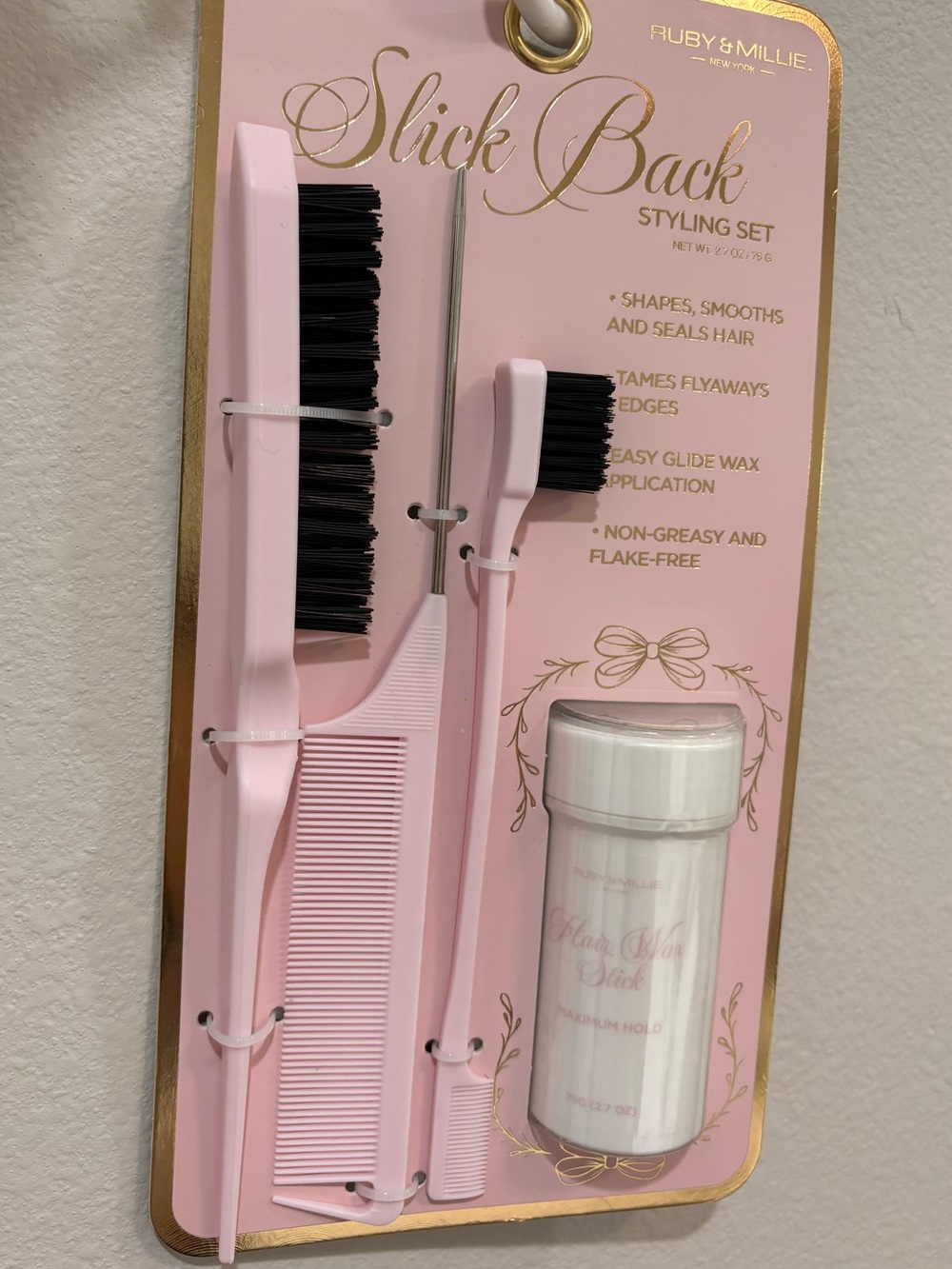 Ruby & Millie Pink Slick Back Styling Set - New
